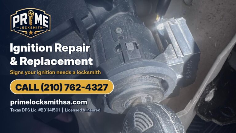Ignition cylinder and key being repaired by Prime Locksmith in San Antonio