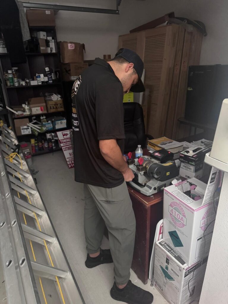 Prime Locksmith technician duplicating a key in San Antonio